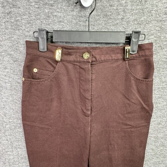St. John Sport Essential by Marie Gray Brown Pants Size 2 Gold accent high waist - Picture 5 of 8